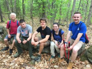 The Newbury Trail Crew consisted of (from left to right) Greg Labrie, Skylar Bergeron, Carl Hubbard, Warren Quinlan, Dave Gardner and Nathan Richer (not shown).